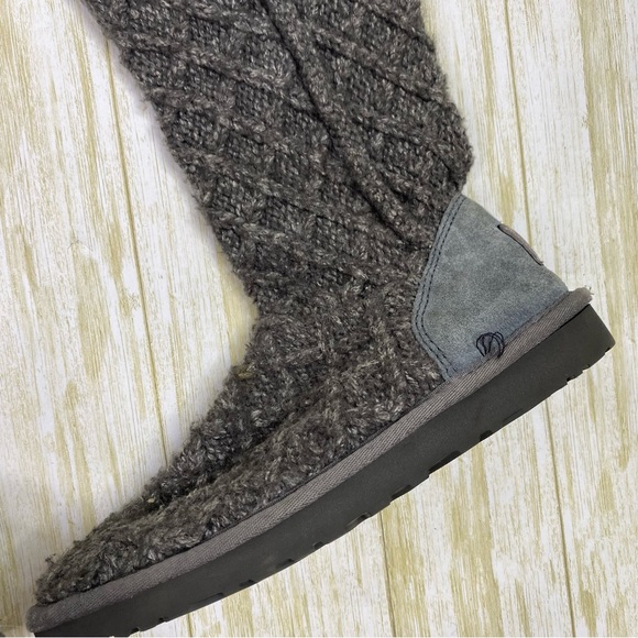 UGG Gray Classic Cardy Sweater Boots Booties - Picture 8 of 12
